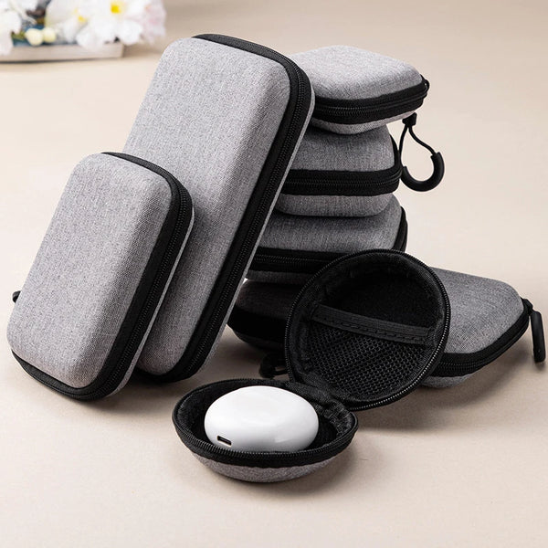 Portable Shockproof Mini Hard Shell Digital Gadgets Storage Bag Artificial Leather Earphone Charger Case Data Cable Organizer